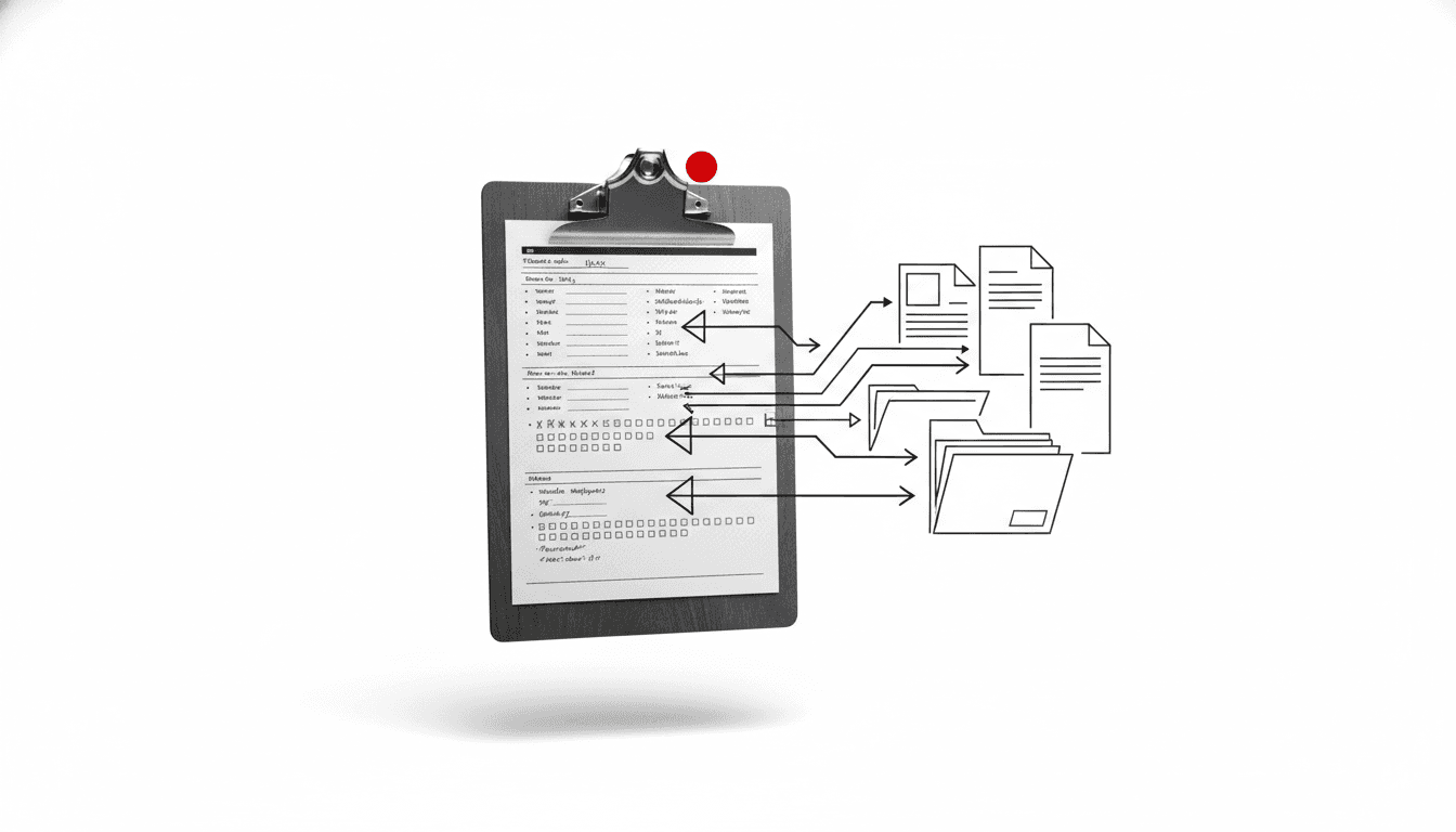 Therapist clipboard with structured notes flowing automatically to documents and folders
